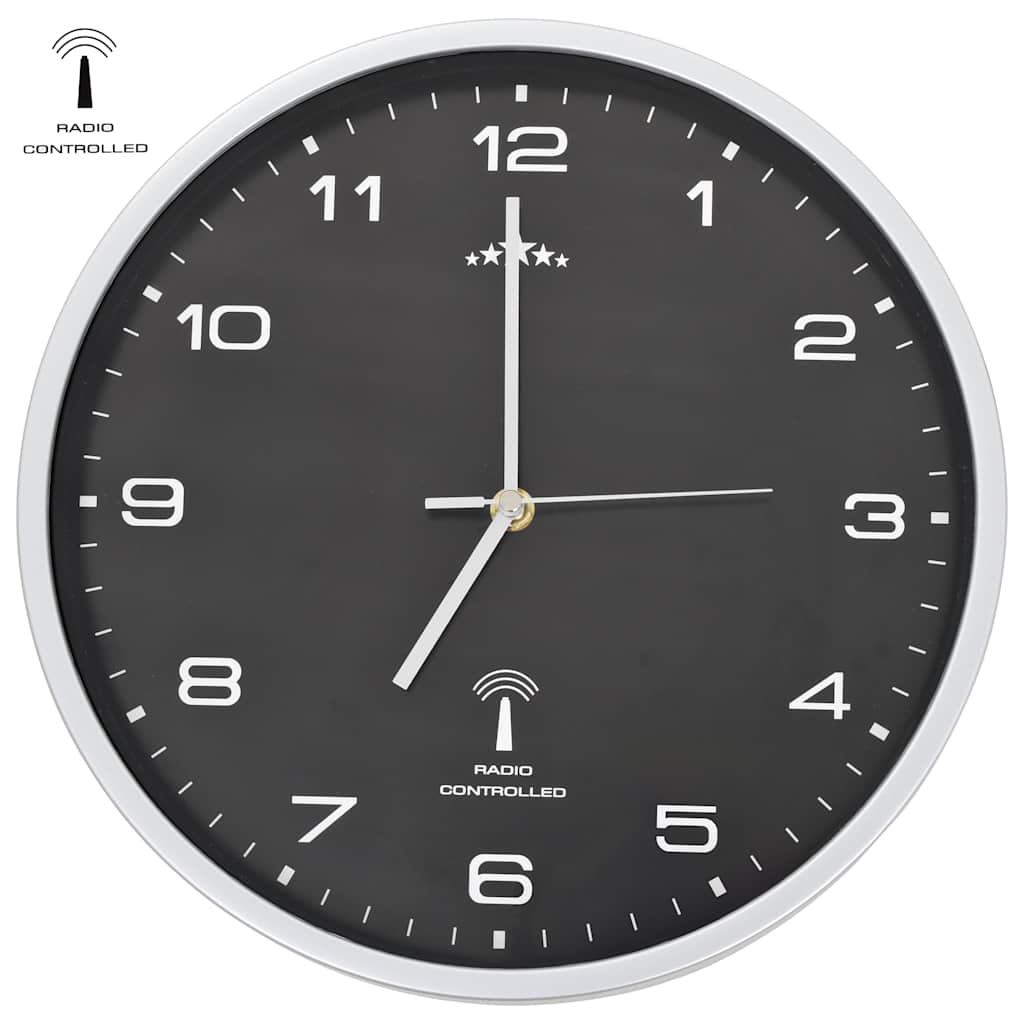 vidaXL Radiostyrd väggklocka med Quartz-urverk 31 cm svart