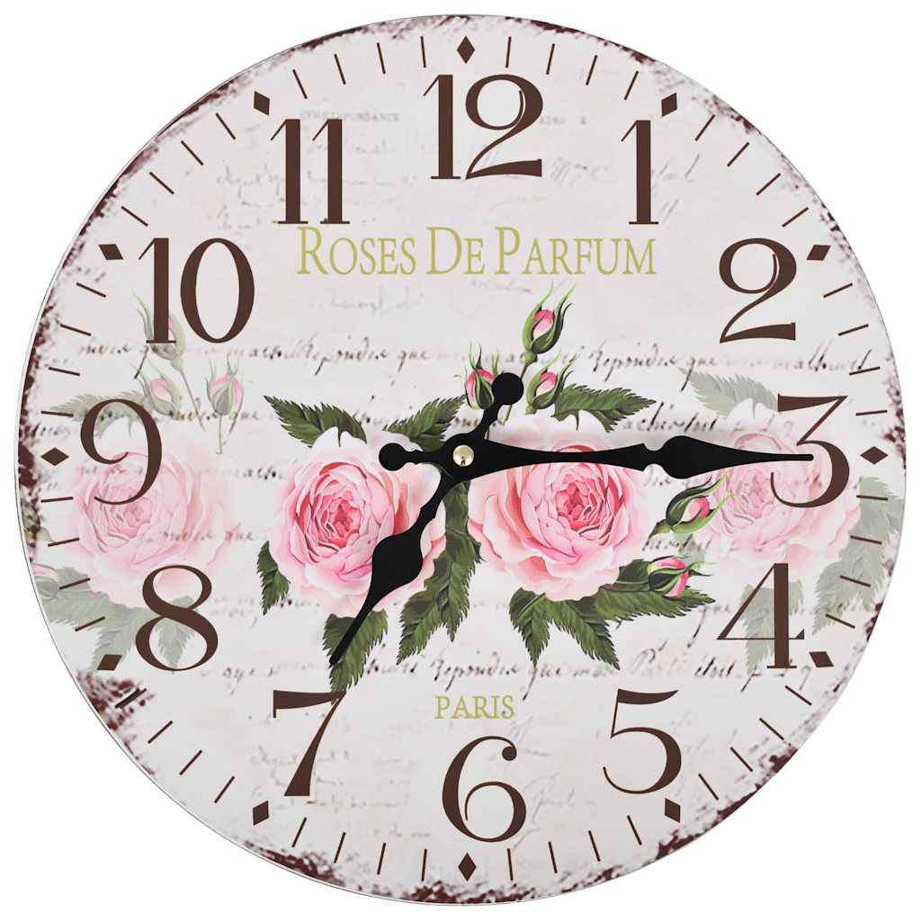 vidaXL Väggklocka vintage blomma 30 cm