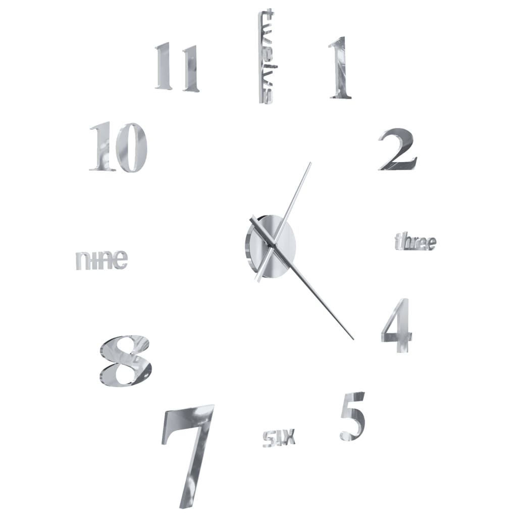 vidaXL Väggklocka 3D modern design 100 cm XXL silver