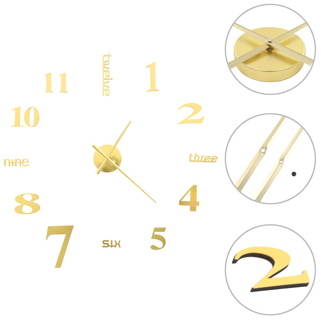 vidaXL Väggklocka 3D modern design 100 cm XXL guld
