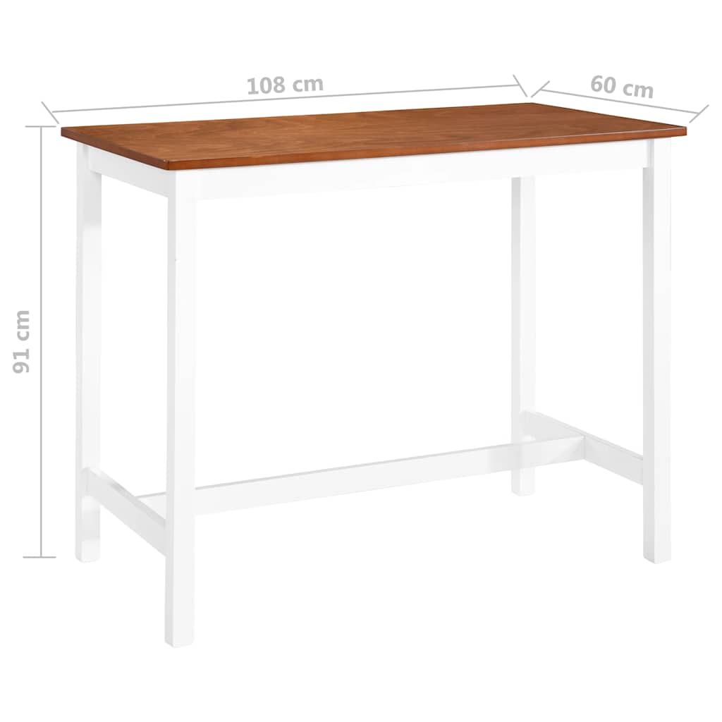 vidaXL Barbord massivt trä 108x60x91 cm