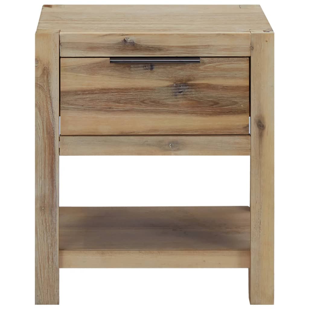 vidaXL Sängbord med låda 40x30x48 cm massivt akaciaträ