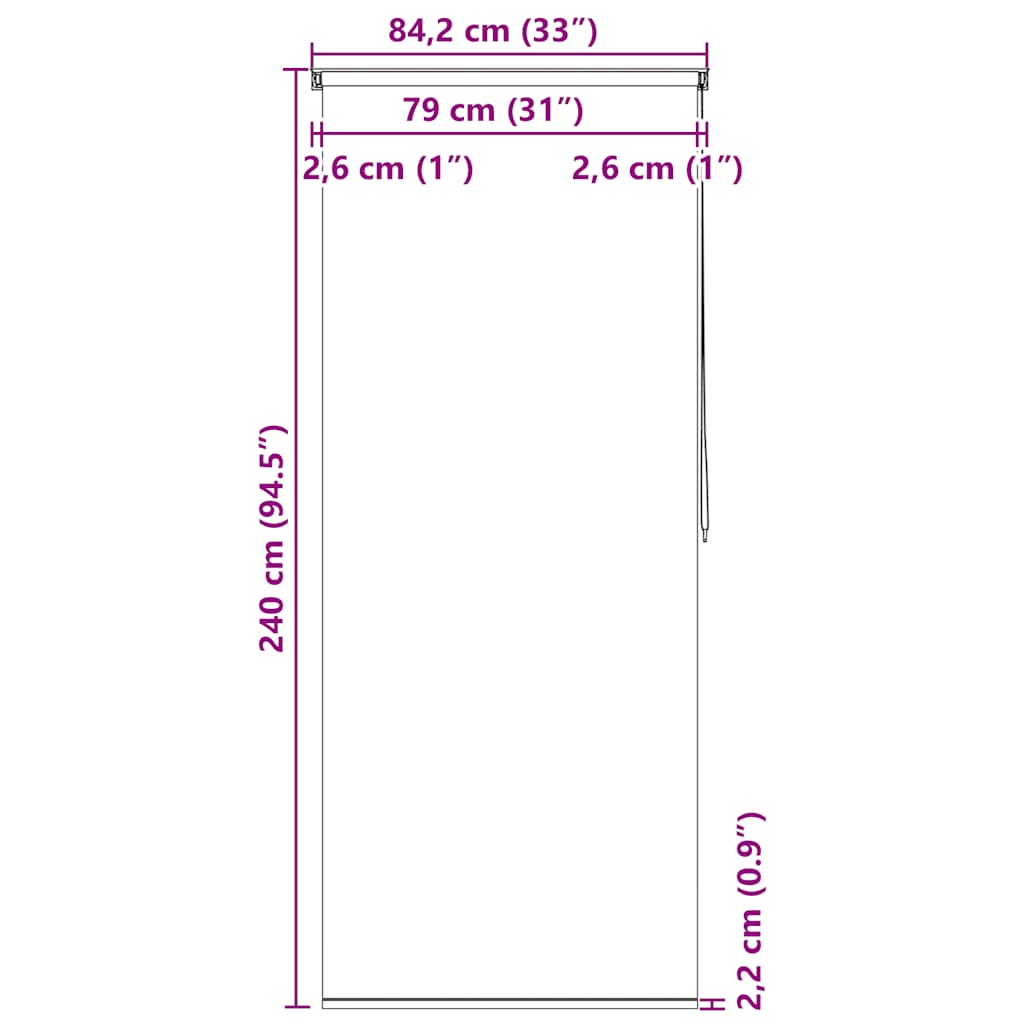 vidaXL Rullgardin för dusch 80x240 cm vit