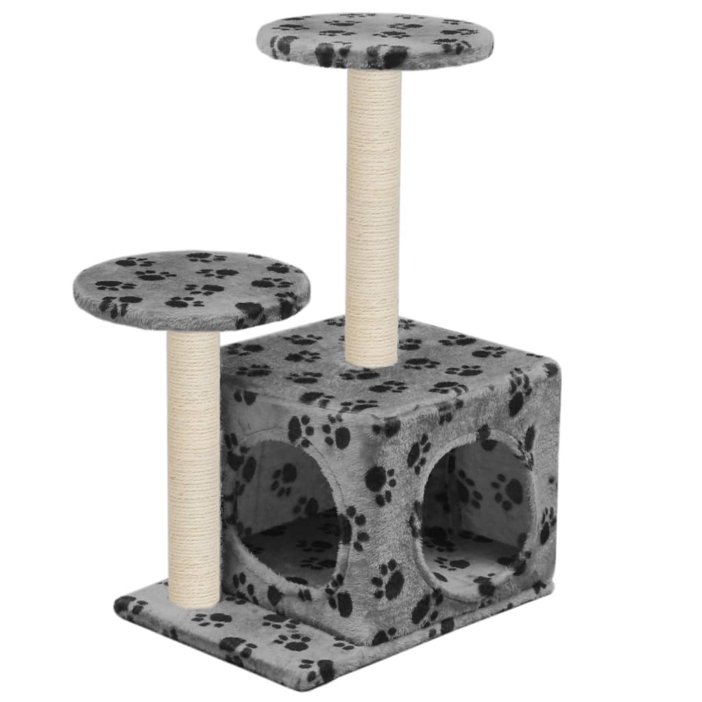 vidaXL Klösträd med sisalpelare 60 cm tassavtryck grå