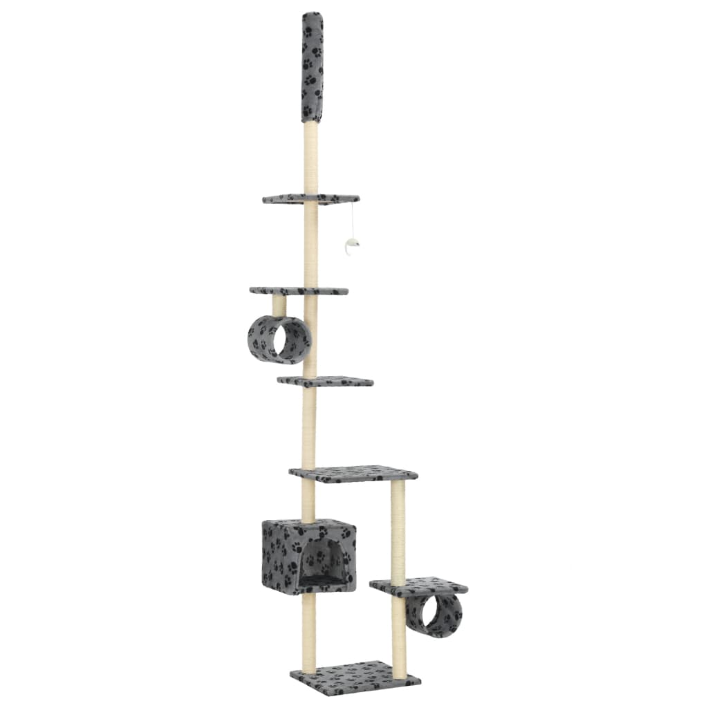 vidaXL Klösträd med sisalpelare 260 cm tassavtryck grå