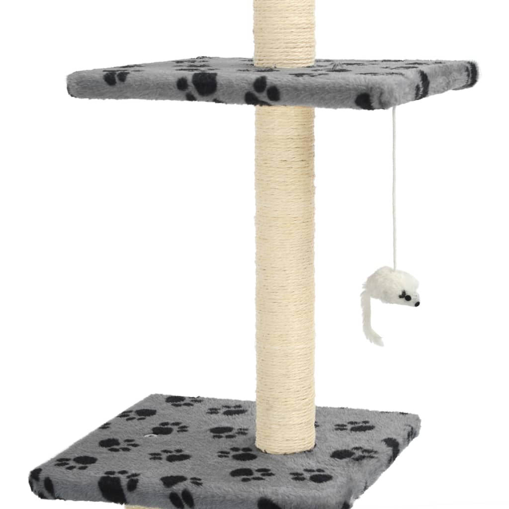 vidaXL Klösträd med sisalpelare 260 cm tassavtryck grå