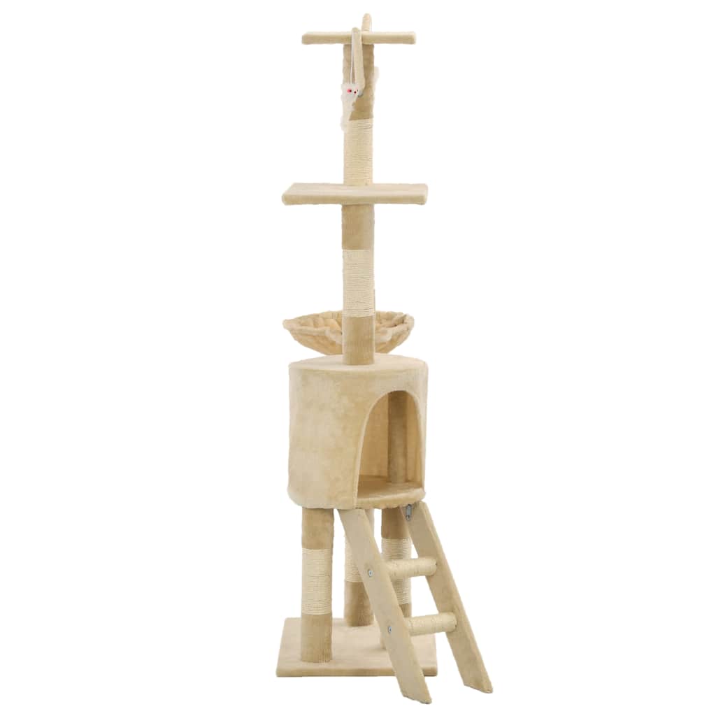 vidaXL Katträd med klöspelare i sisal 138 cm beige