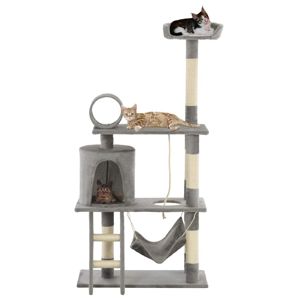 vidaXL Klösträd med klöspelare i sisal 140 cm grå