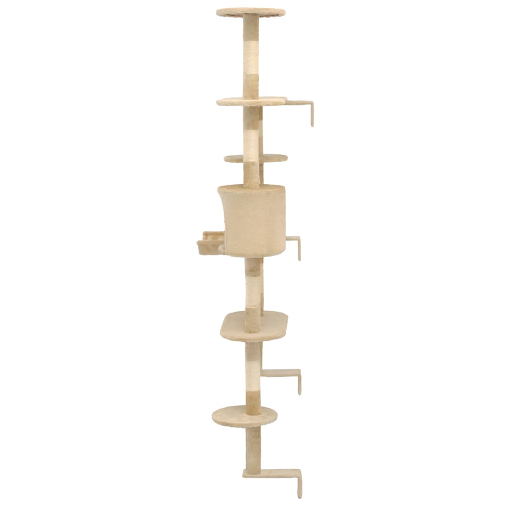 vidaXL Katträd väggmonterat med klöspelare i sisal 194 cm beige