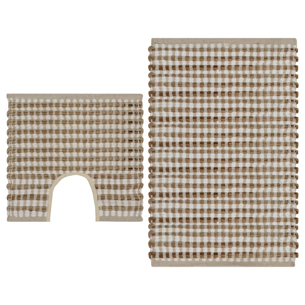 vidaXL Badrumsmattor handvävd jute beige och vit