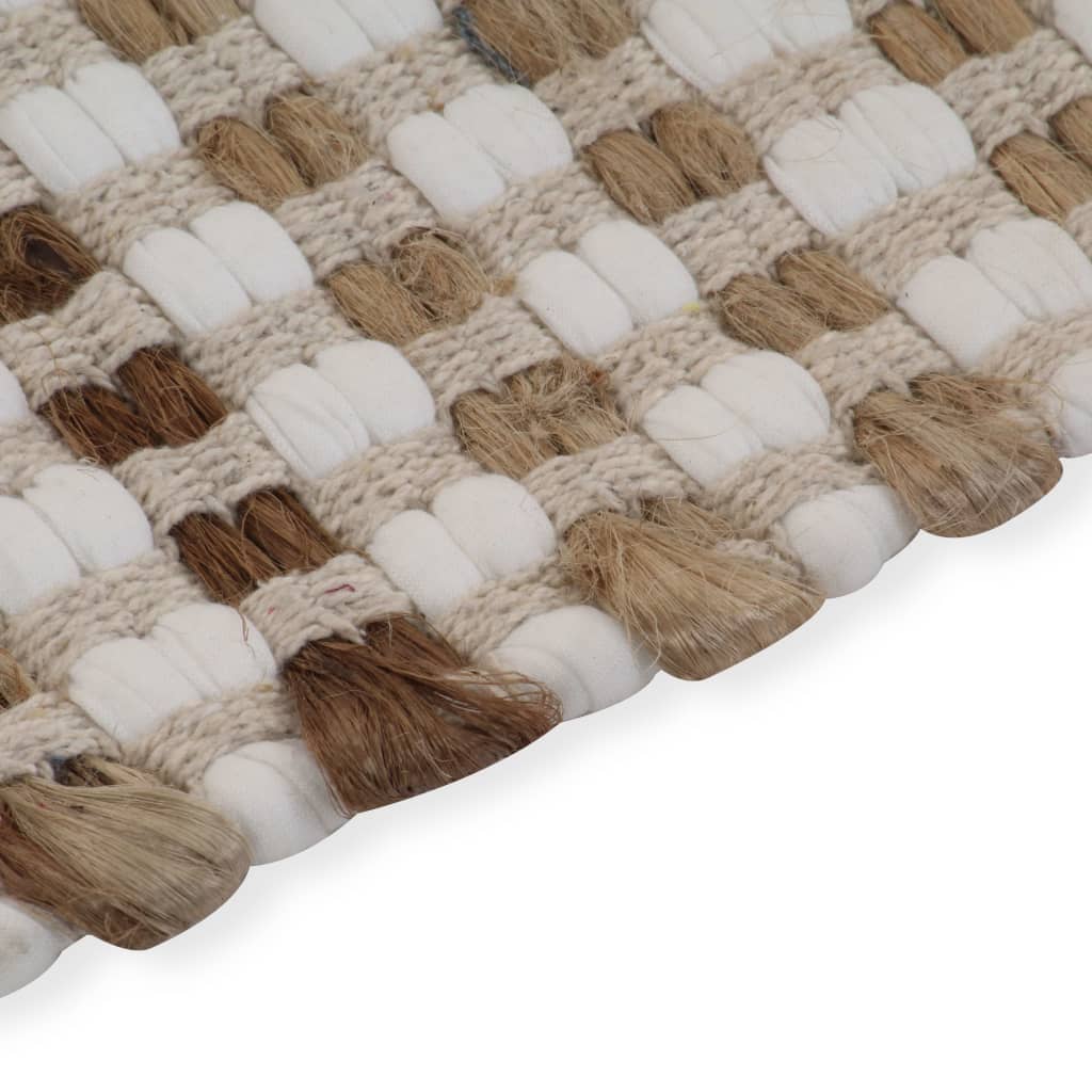 vidaXL Badrumsmattor handvävd jute beige och vit
