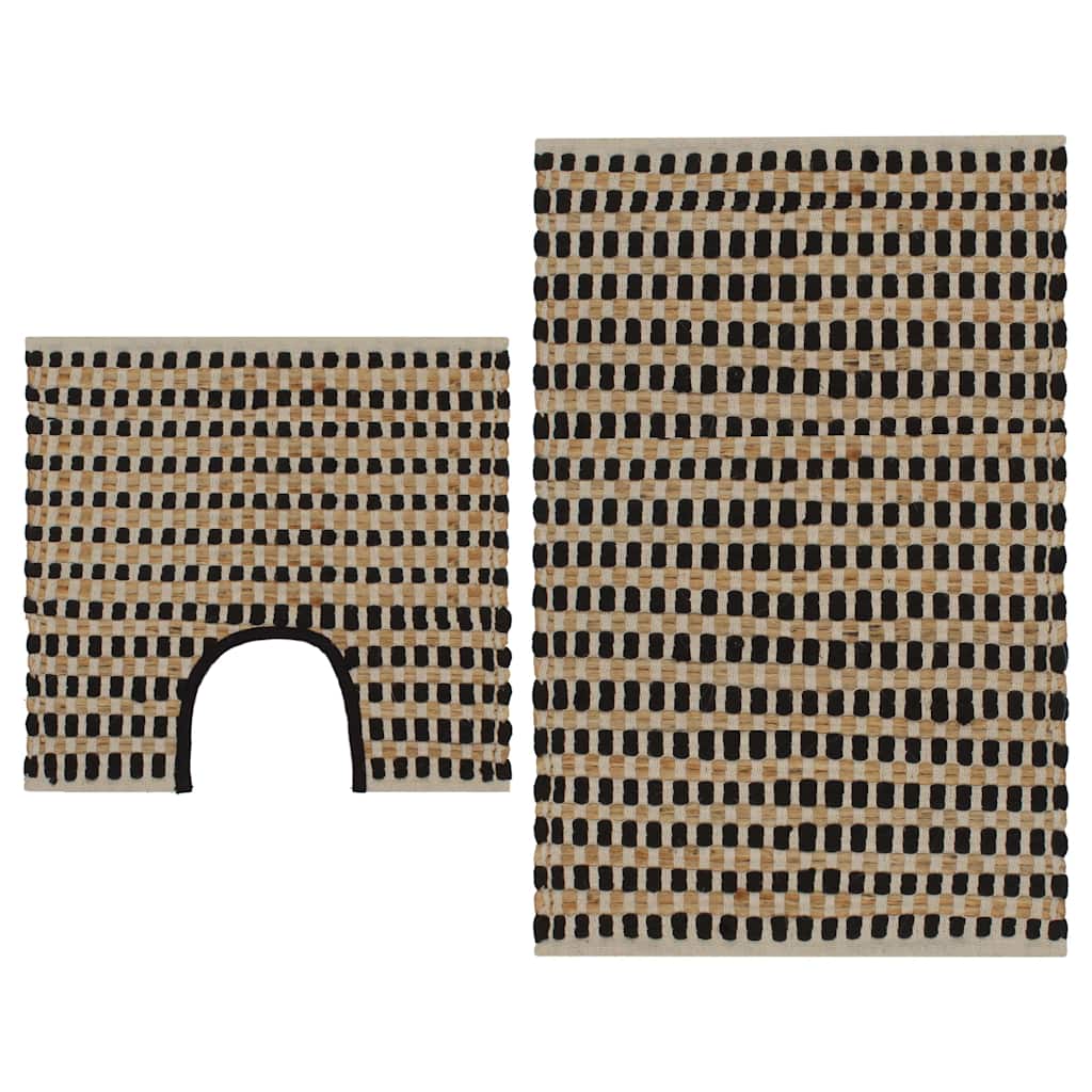vidaXL Badrumsmattor handvävd jute beige och svart