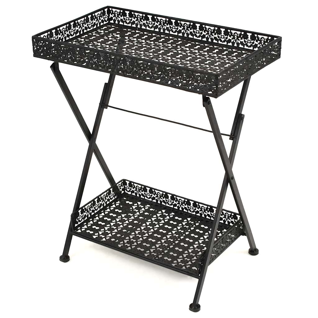 vidaXL Hopfällbart tebord vintage stil metall 58x35x72 cm svart