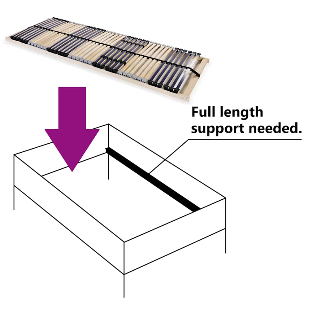 vidaXL Ribbotten utan madrass med 42 ribbor 7 zoner 70x200 cm