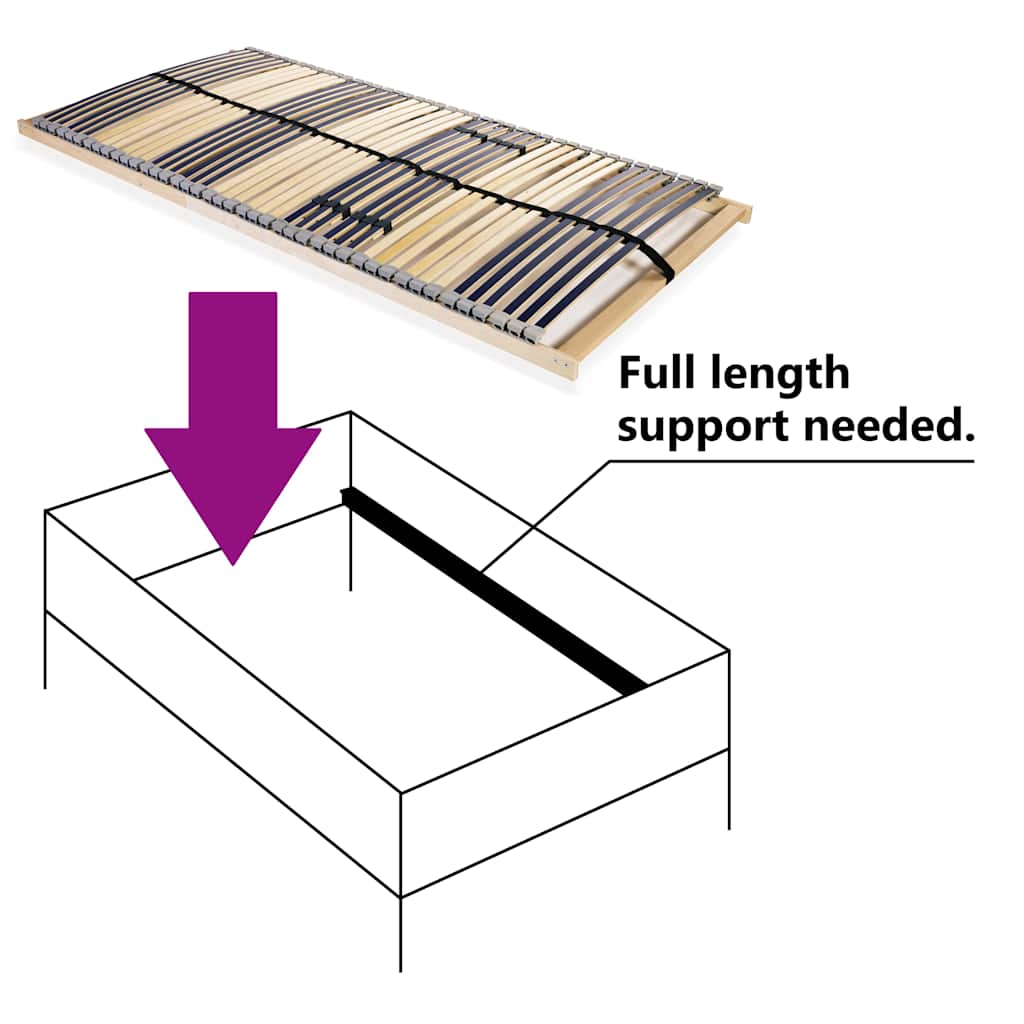 vidaXL Ribbotten utan madrass med 42 ribbor 7 zoner 120x200 cm