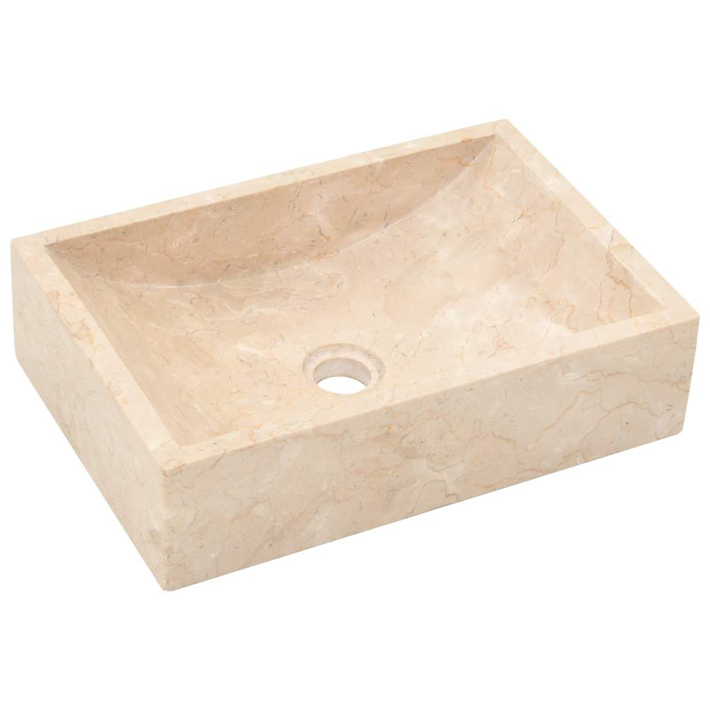 vidaXL Handfat 45x30x12 cm marmor gräddvit högglans