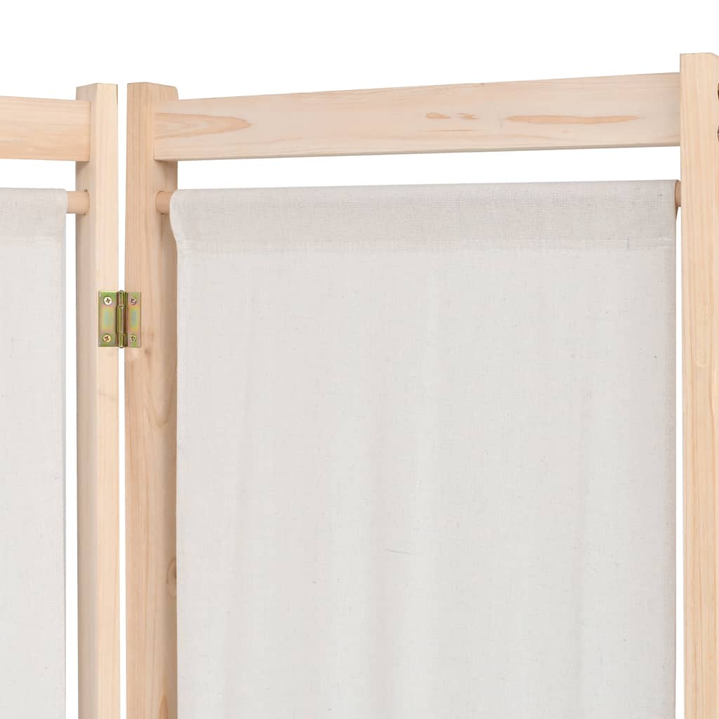 vidaXL Rumsavdelare 5 paneler gräddvit 200x170x4 cm tyg