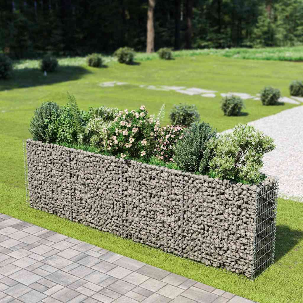 vidaXL Planteringsgabion upphöjd galvaniserat stål 360x50x100 cm