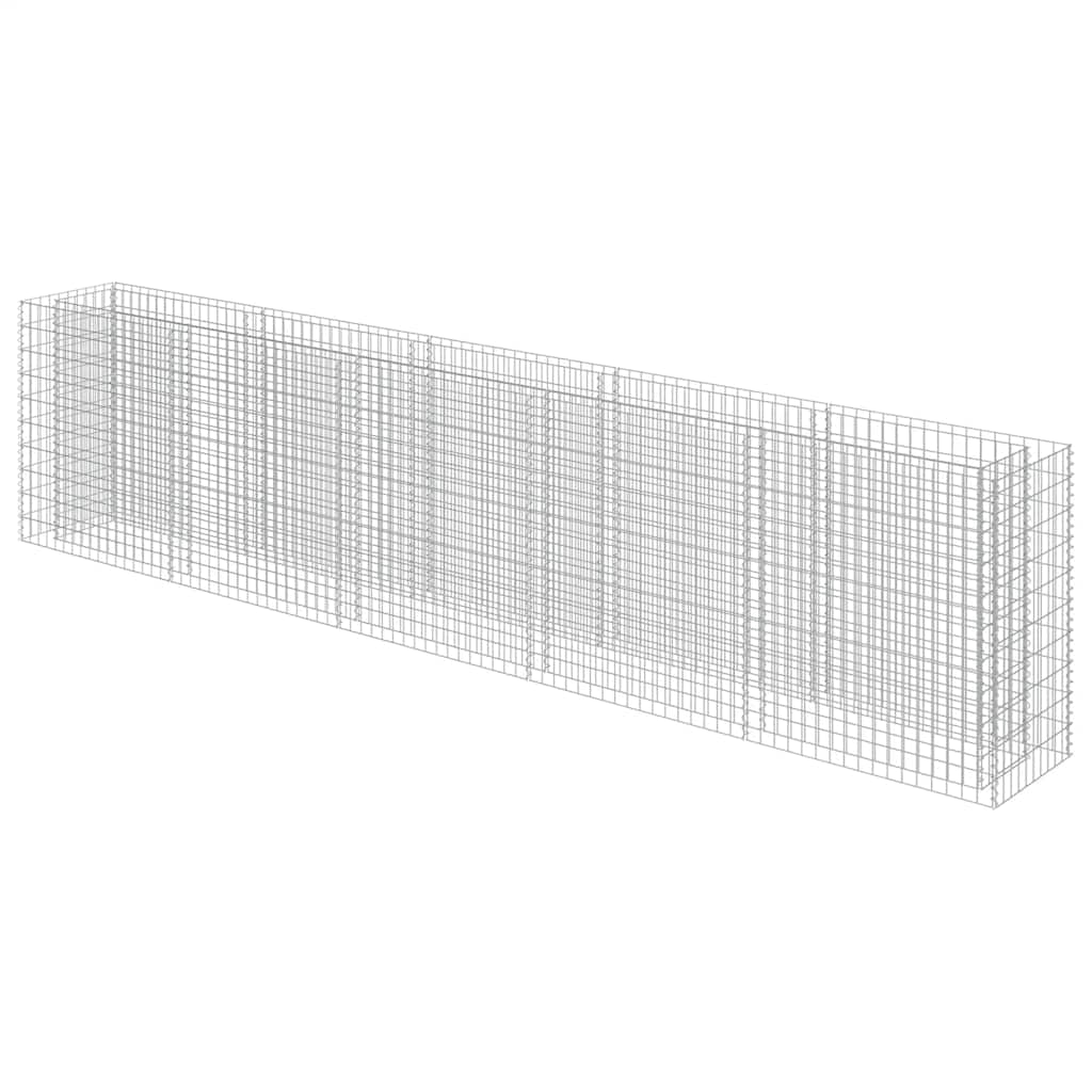 vidaXL Planteringsgabion upphöjd galvaniserat stål 450x50x100 cm
