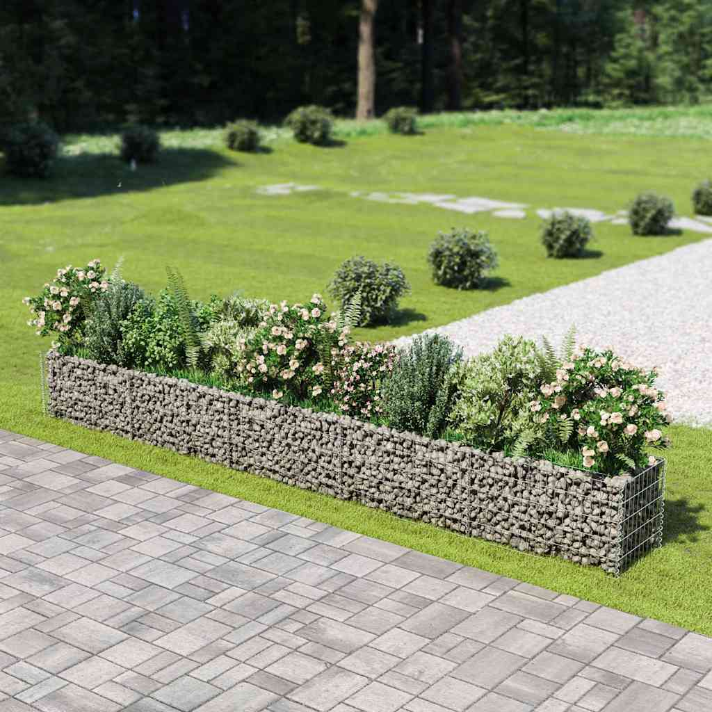 vidaXL Planteringsgabion upphöjd galvaniserat stål 450x50x50 cm