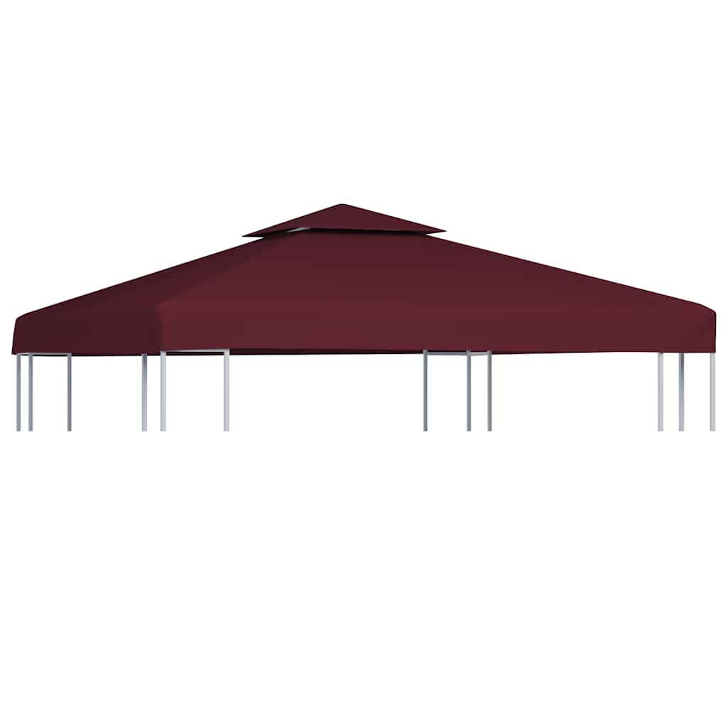 vidaXL Paviljongtak med ventilering 310 g/m² 3x3 m vinröd