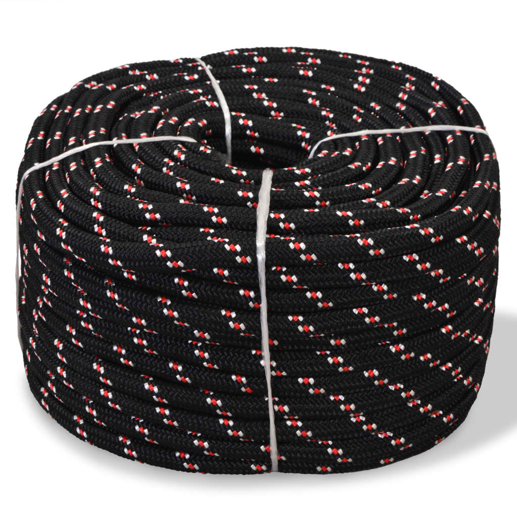 vidaXL Båtlina i polypropylen 10 mm 250 m svart