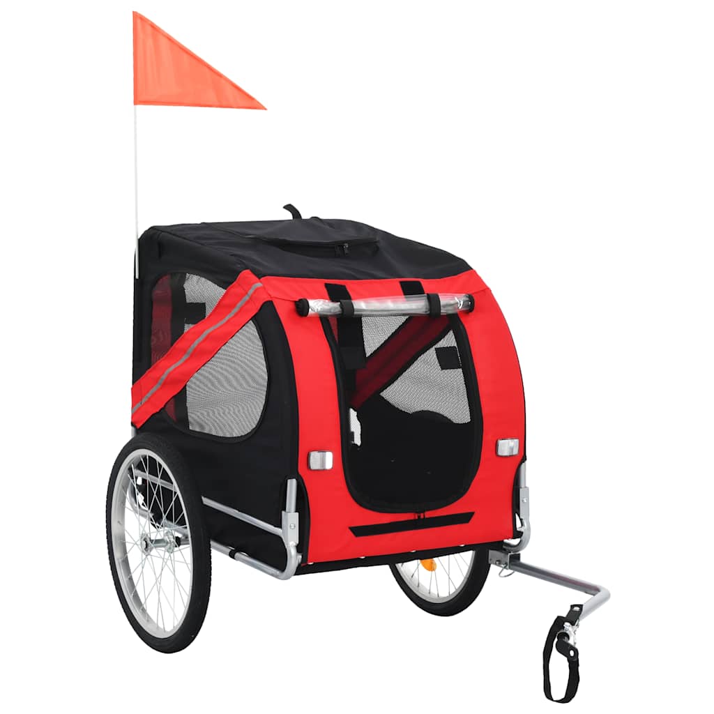 vidaXL Cykelvagn för djur röd och svart