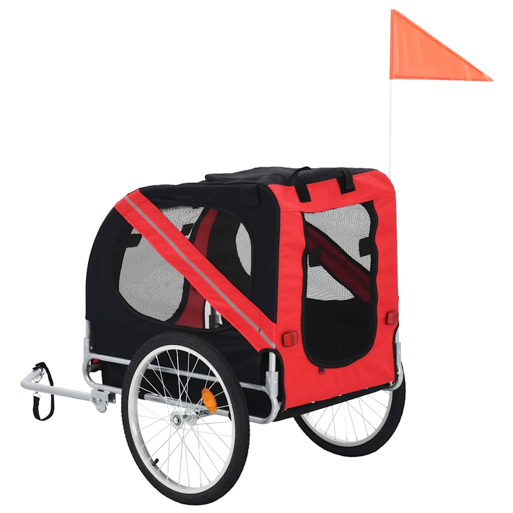 vidaXL Cykelvagn för djur röd och svart