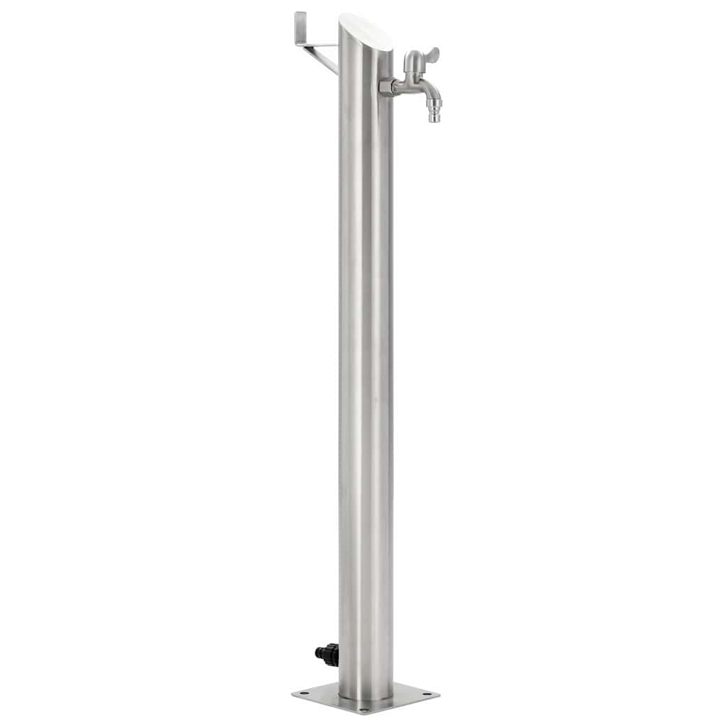 vidaXL Vattenpost för trädgården 95 cm rostfritt stål rund