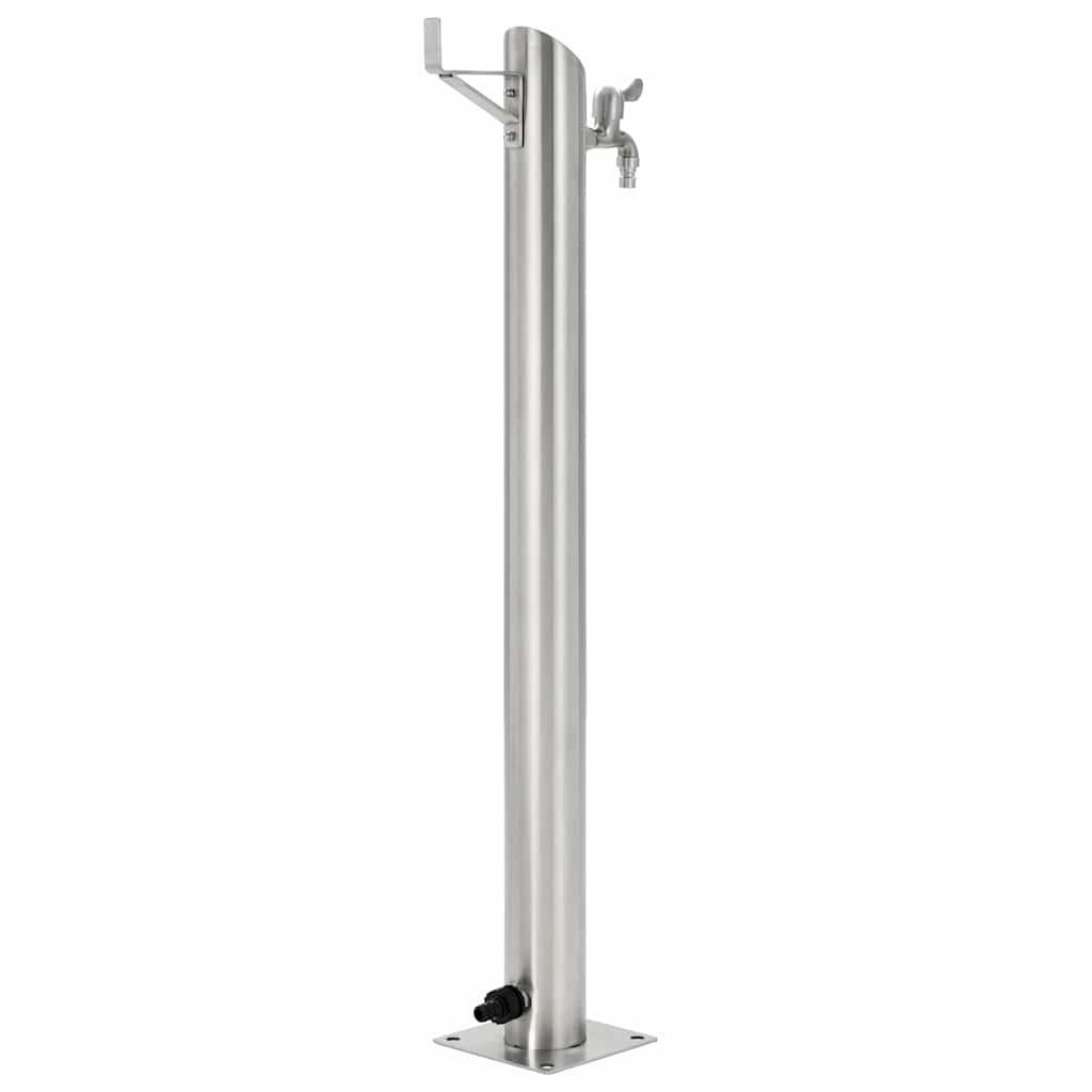 vidaXL Vattenpost för trädgården 95 cm rostfritt stål rund