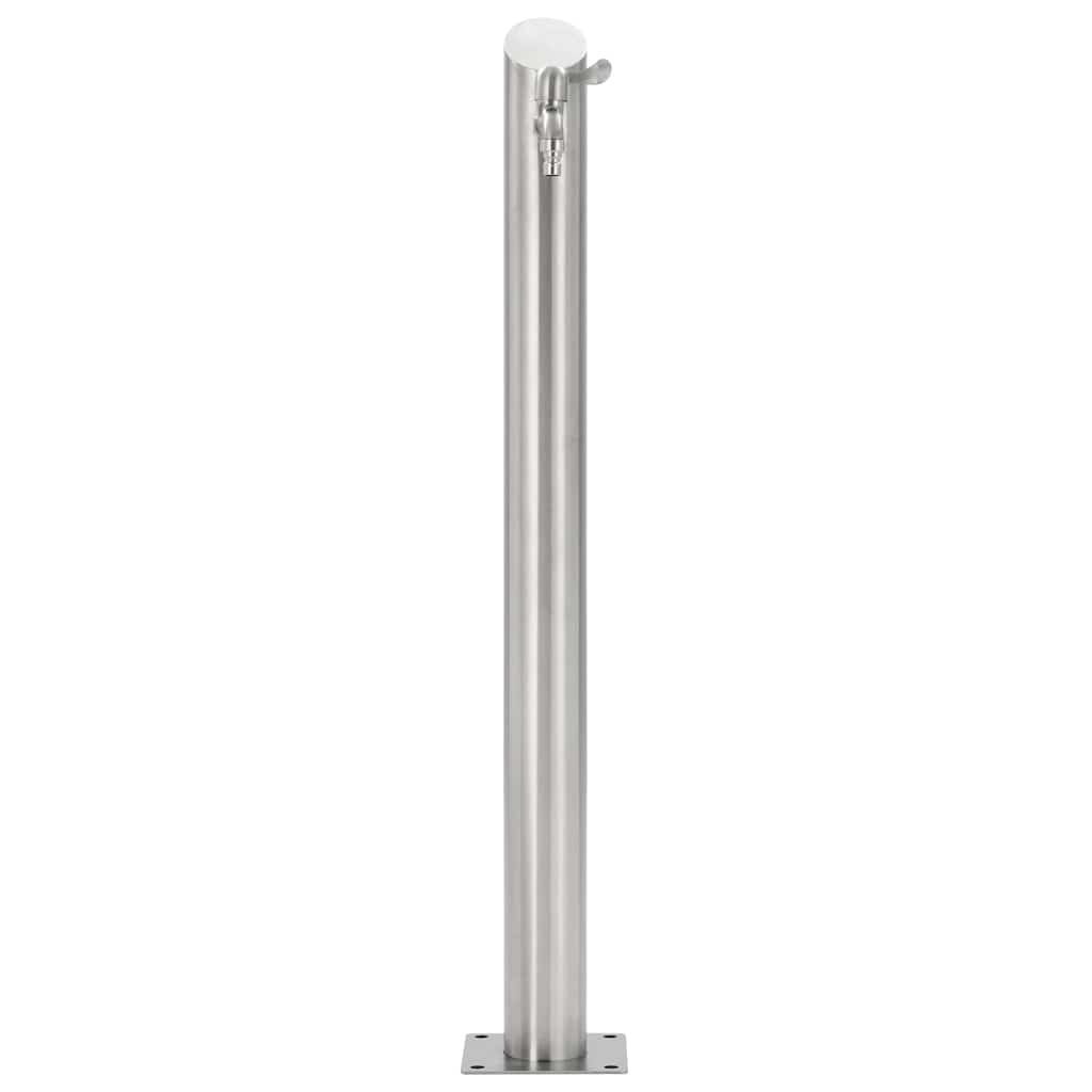 vidaXL Vattenpost för trädgården 95 cm rostfritt stål rund