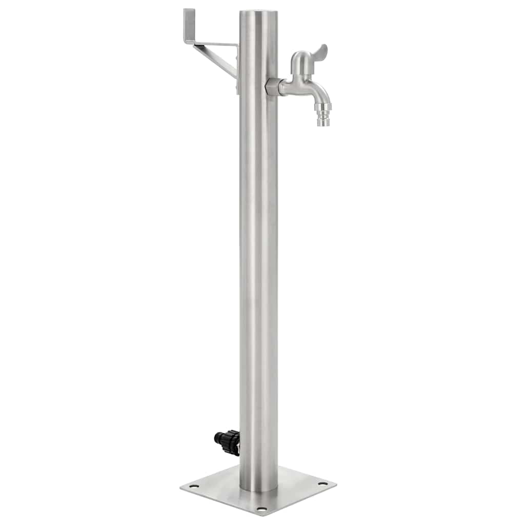 vidaXL Vattenpost för trädgården 65 cm rostfritt stål rund