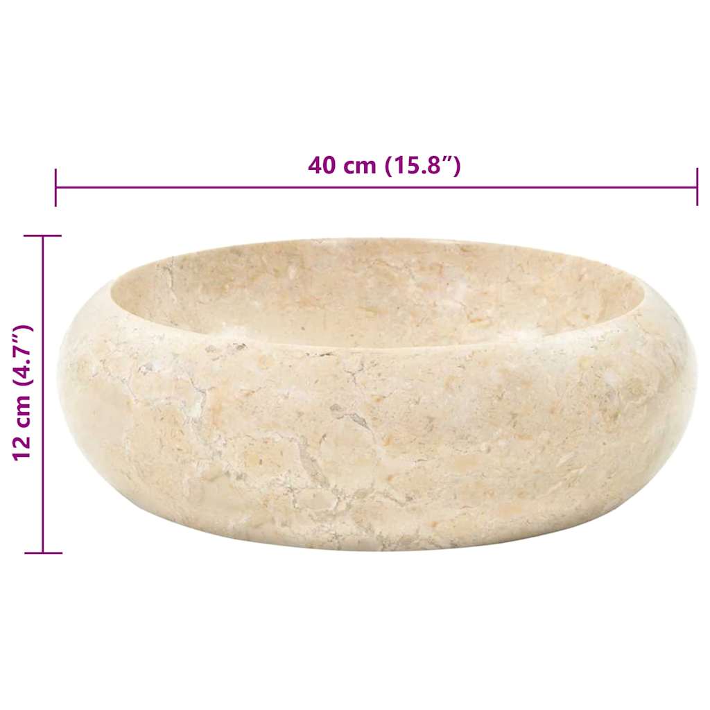 vidaXL Handfat 40x12 cm marmor gräddvit
