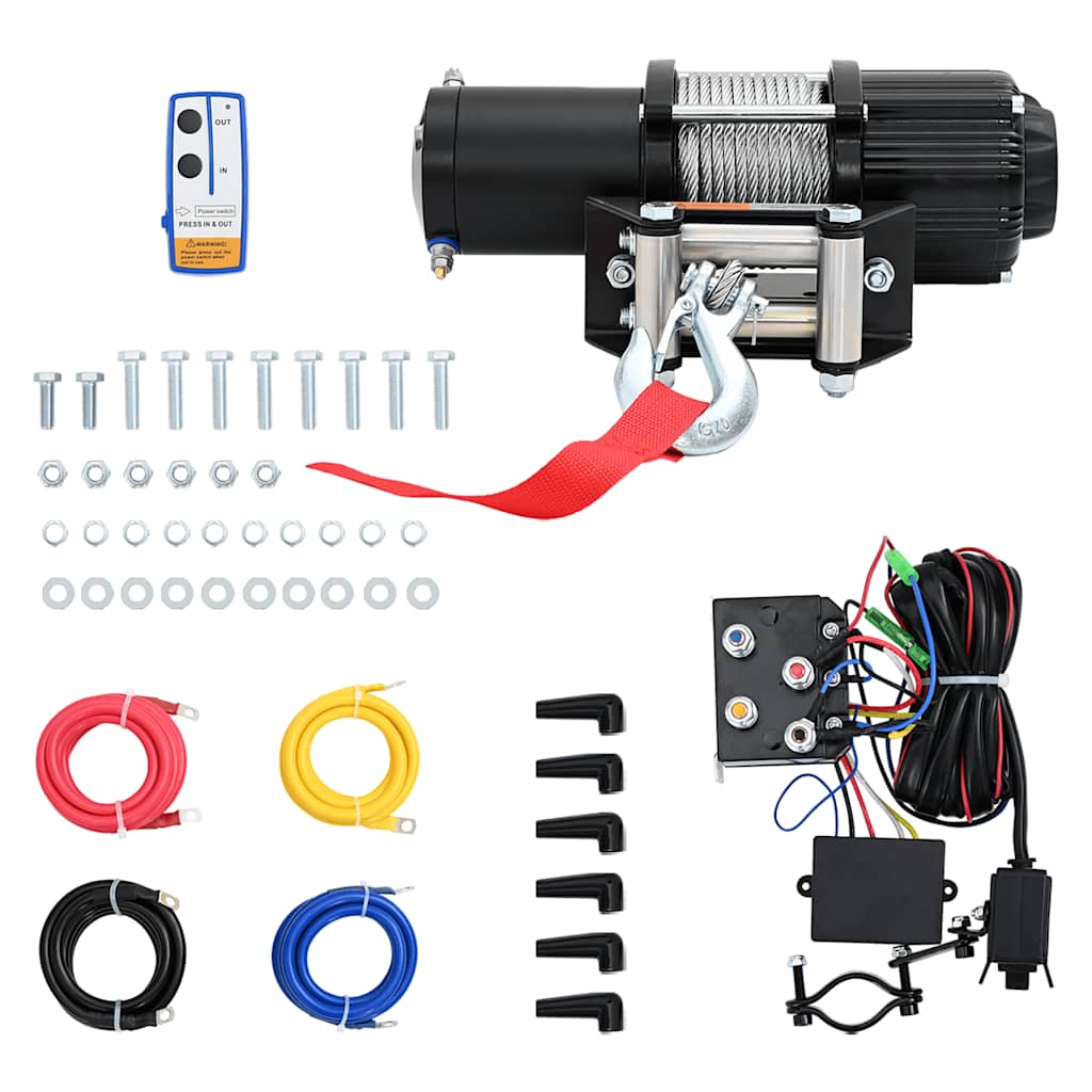 vidaXL Elektrisk vinsch 12 V 4500 lbs 2040 kg med fjärrkontroll