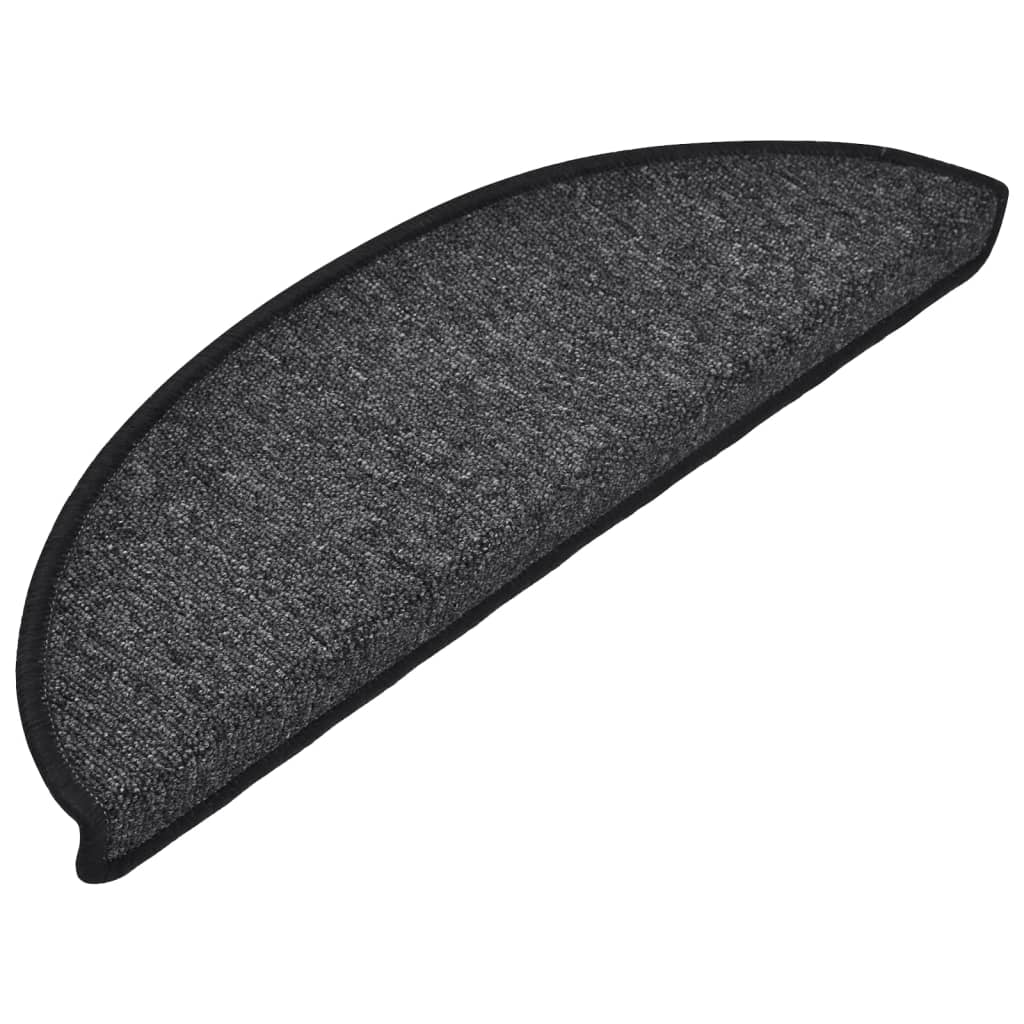 vidaXL Trappmattor 15 st 56x17x3 cm antracit halvrunda