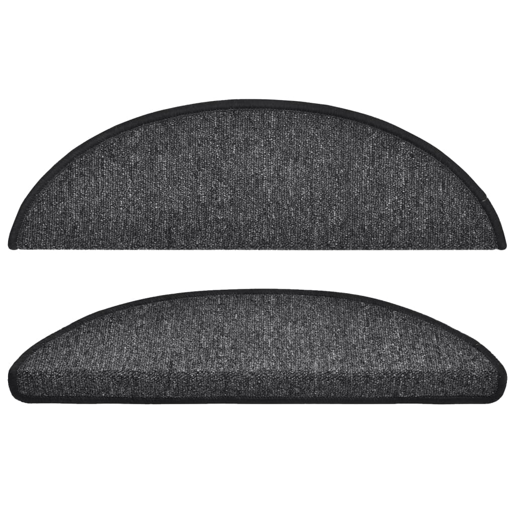 vidaXL Trappmattor 15 st 56x17x3 cm antracit halvrunda