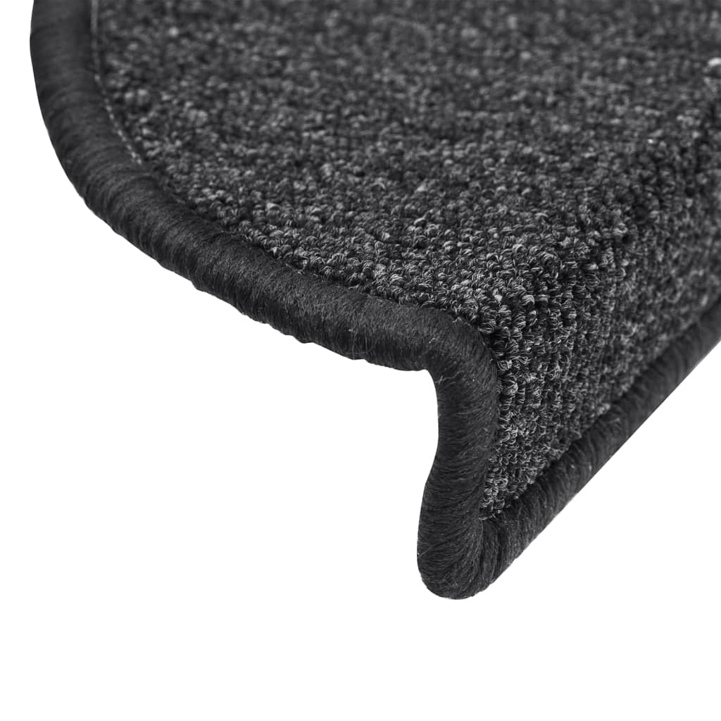 vidaXL Trappmattor 15 st 56x17x3 cm antracit halvrunda