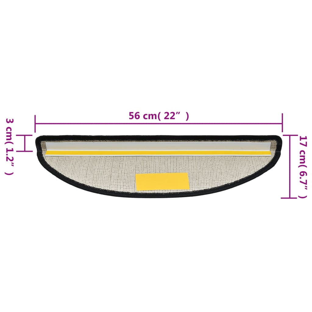 vidaXL Trappmattor 15 st 56x17x3 cm antracit halvrunda