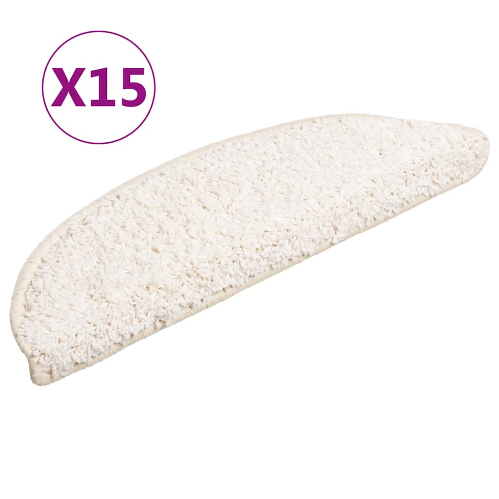 vidaXL Trappmattor 15 st 56x17x3 cm vita halvrunda