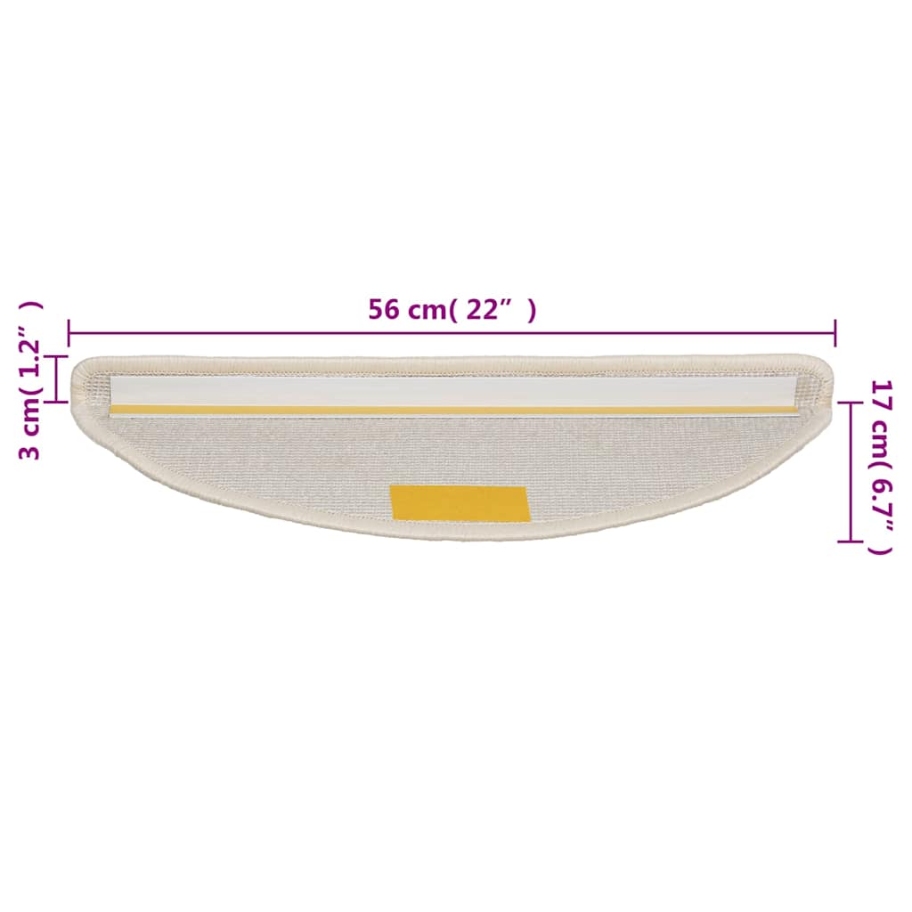 vidaXL Trappmattor 15 st 56x17x3 cm vita halvrunda