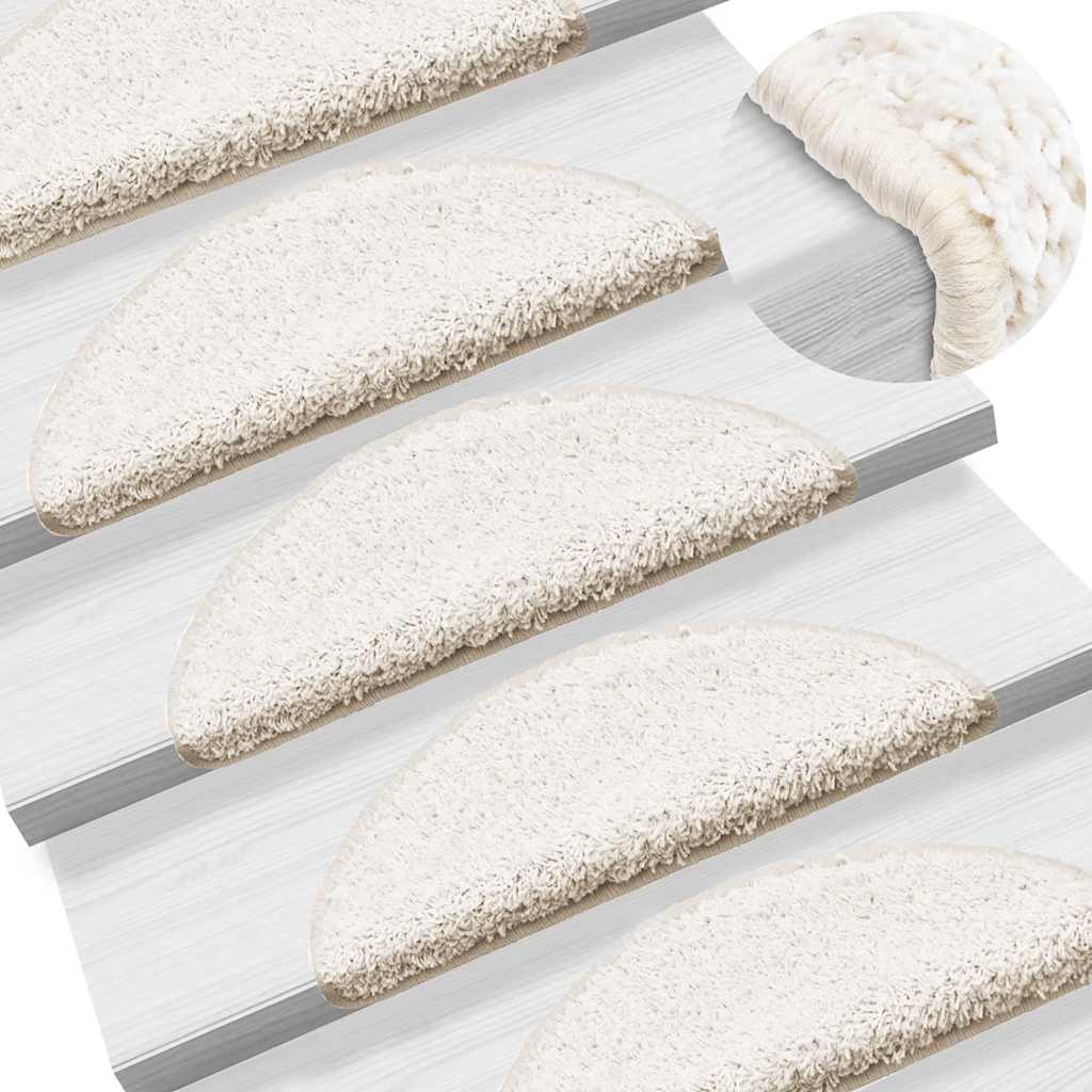 vidaXL Trappmattor 15 st 56x17x3 cm vita halvrunda