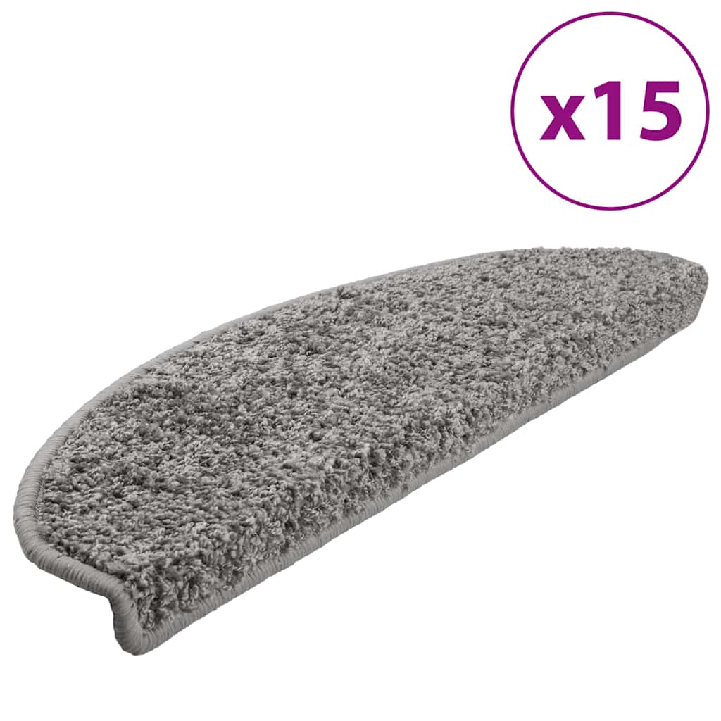 vidaXL Trappmattor 15 st 65x21x4 cm grå halvrunda stora