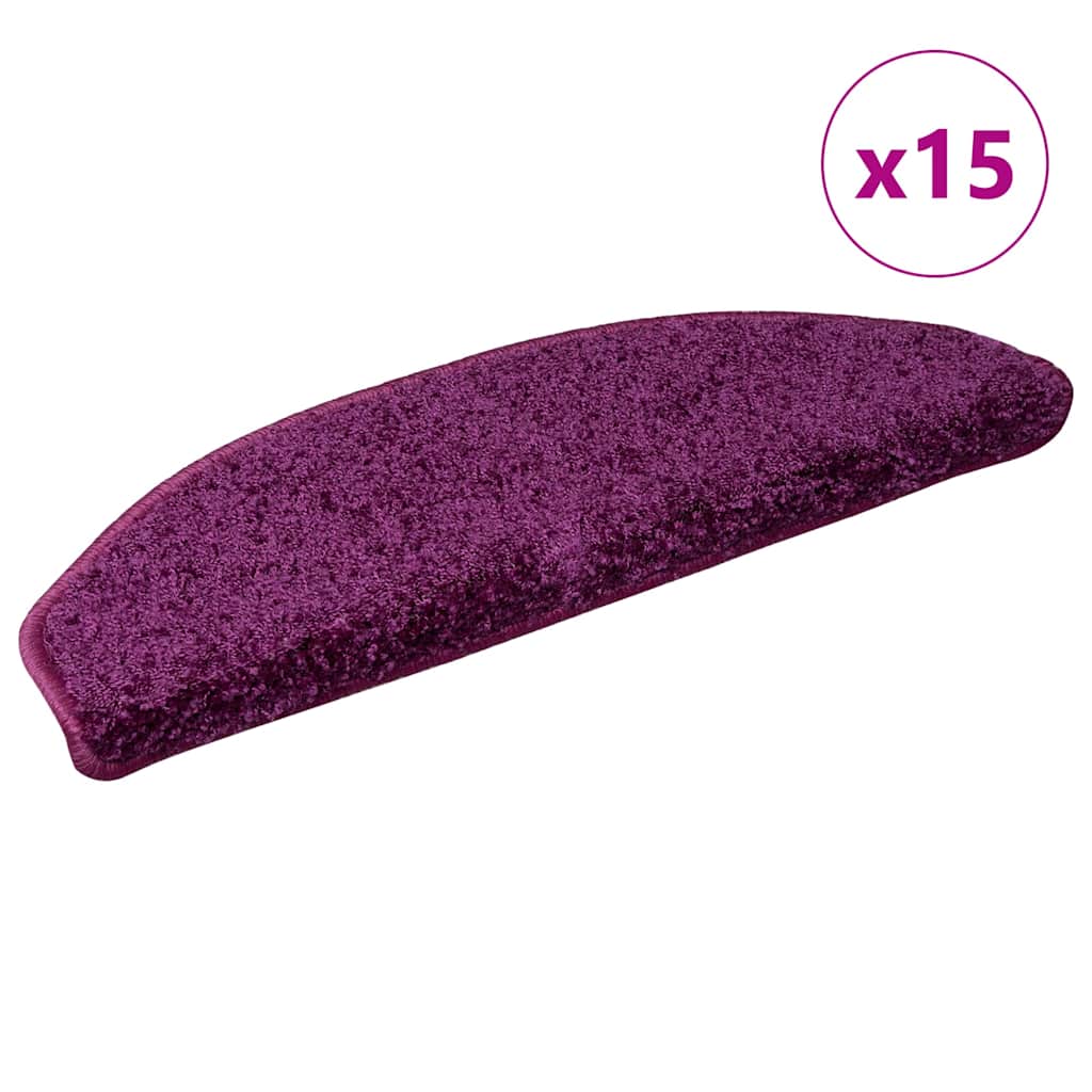 vidaXL Trappmattor 15 st 65x21x4 cm violett halvrunda stora