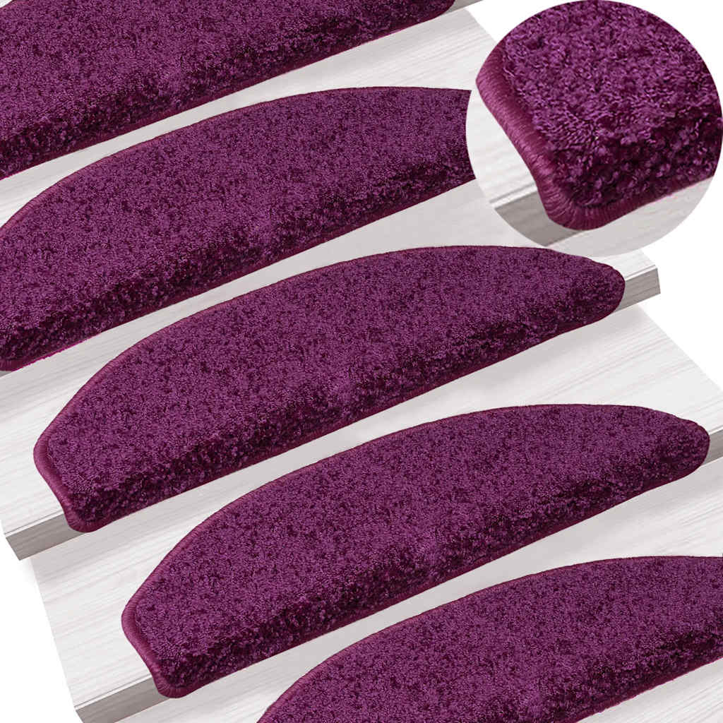 vidaXL Trappmattor 15 st 65x21x4 cm violett halvrunda stora
