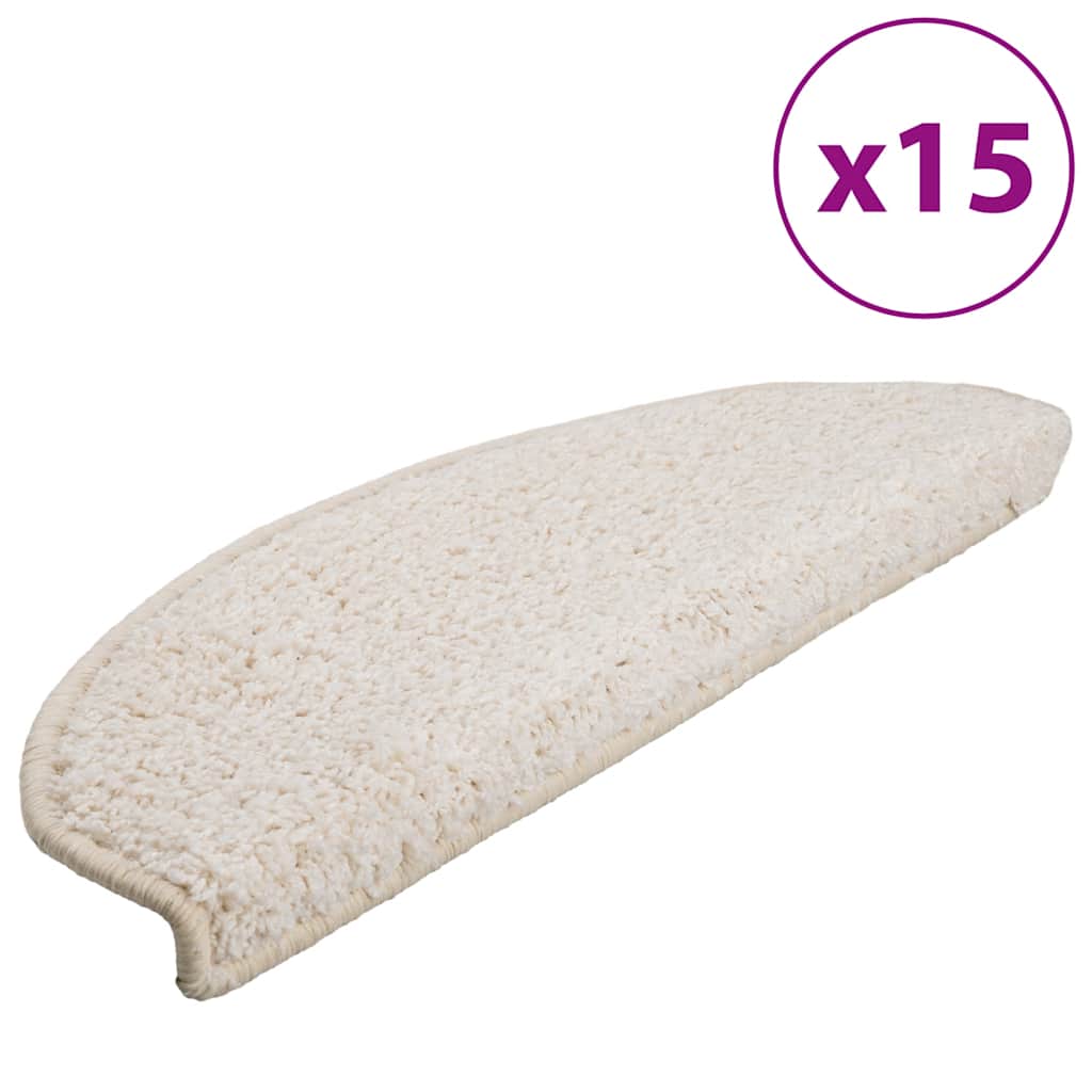vidaXL Trappmattor 15 st 65x21x4 cm vita halvrunda stora