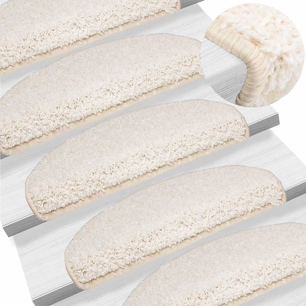 vidaXL Trappmattor 15 st 65x21x4 cm vita halvrunda stora
