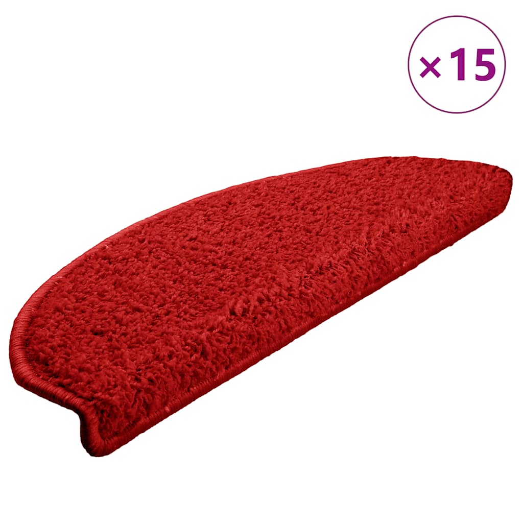 vidaXL Trappmattor 15 st 65x21x4 cm röda halvrunda stora