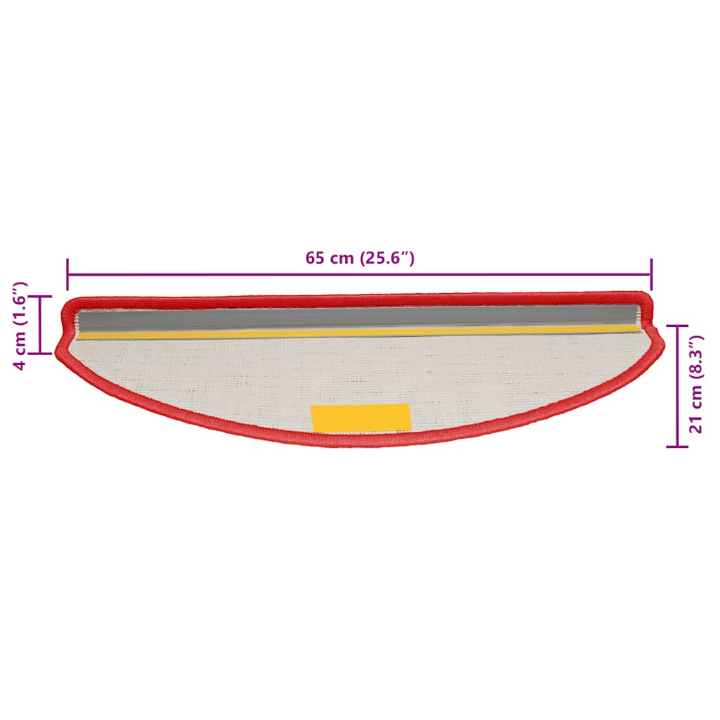 vidaXL Trappmattor 15 st 65x21x4 cm röda halvrunda stora