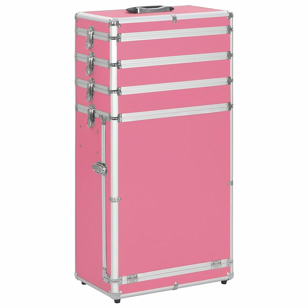 vidaXL Sminklåda aluminium rosa