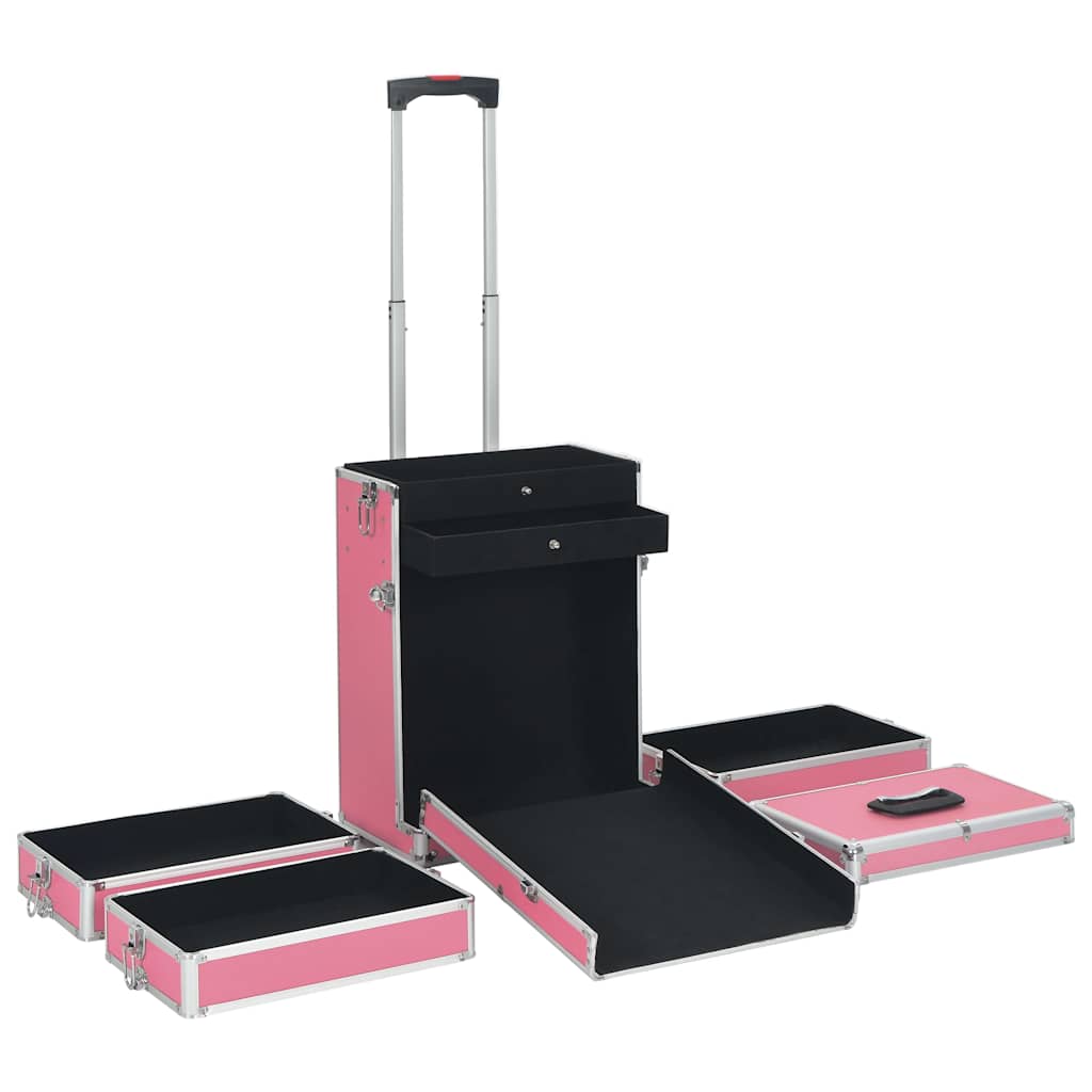 vidaXL Sminklåda aluminium rosa